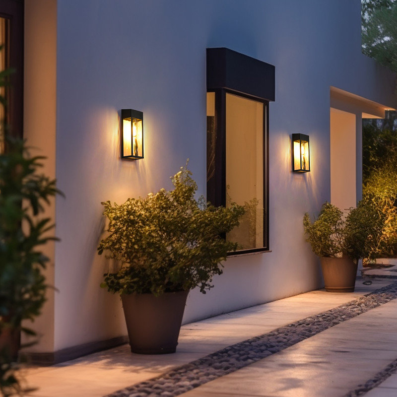 Solar Outdoor Black Wall Light with LED Bulb,Weather-Resistant & Dusk to Dawn, Easy Mounting for Porch, Garage & Garden