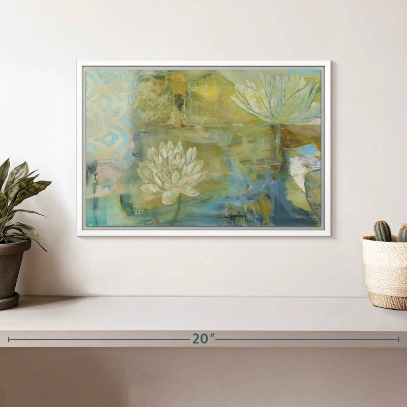Lotus Dream, Cadre flottant blanc, 13 po x 9 po