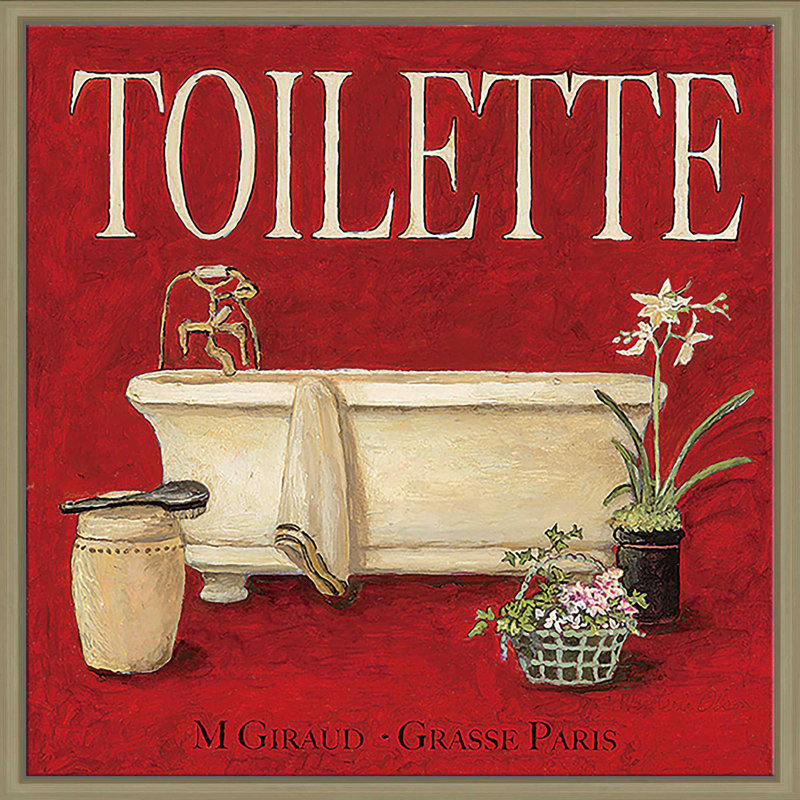 Toilette (carré) par Charlene Olson, reproduction, Cadre flottant champagne, H 21,5 po x l 21,5 po x P 2 po