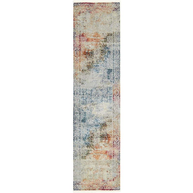 Tapis oriental crème / bleu Mulvihill, Tapis de couloir 2 pi 7 po x 10 pi