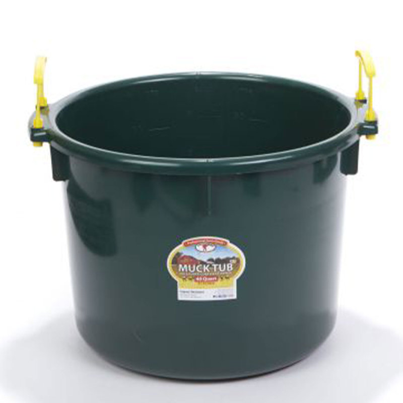 Little Giant Outdoor Polyethylene Muck Tub Multi Purpose Utility Bucket with Handles, Green, 40