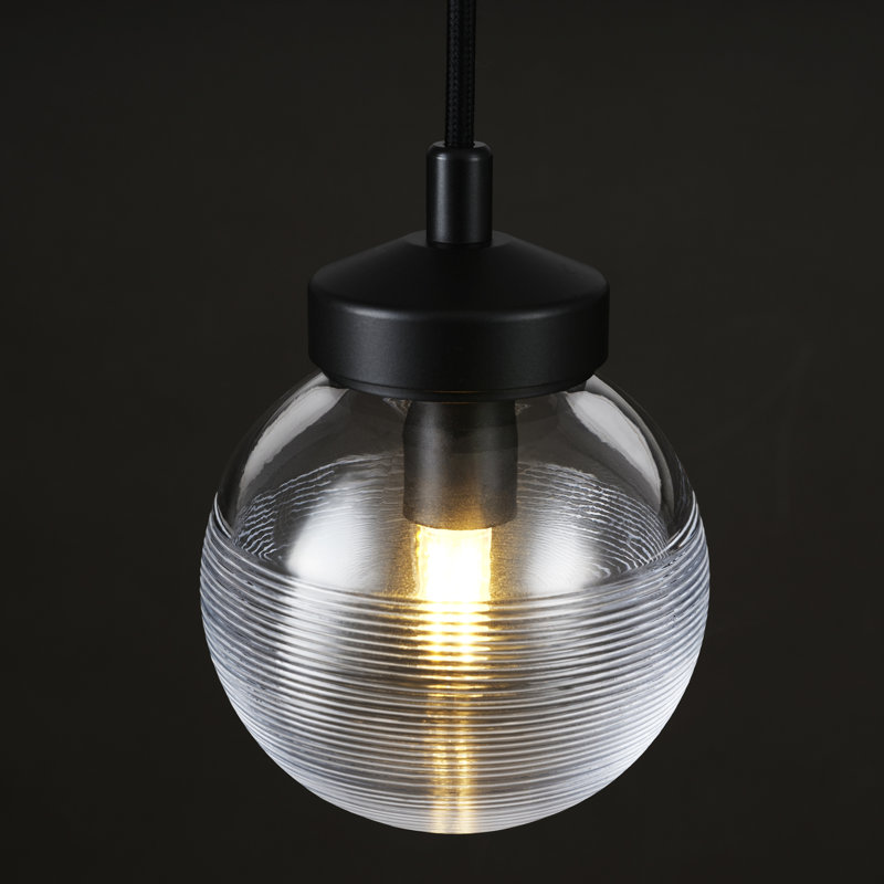 Luminaire suspendu à 1 lumière à intensité variable pour cuisine / îlot (ampoule incluse), Noir mat