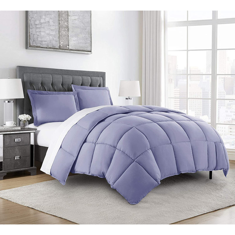 Ultra-Soft All Season Down Alternative Comforter Set, Twin Comforter + 1 Standard Sham, Lavender