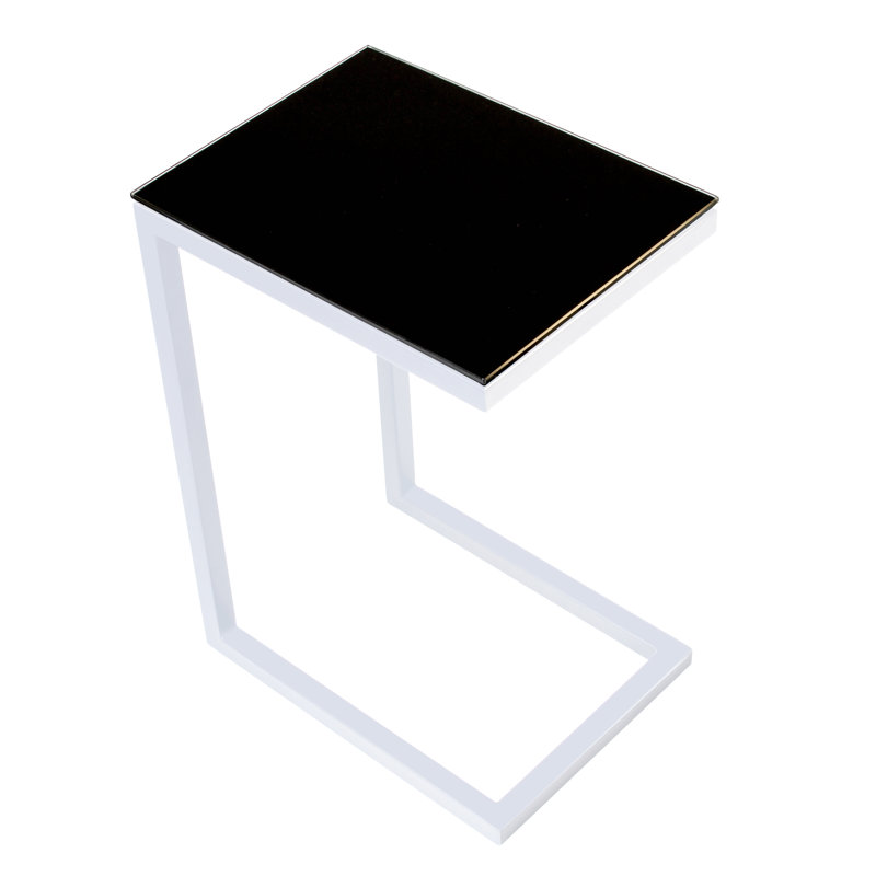 Stretford Glass Top End Table, White, Black