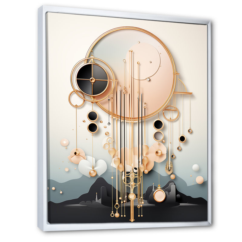 Boho Dreams Mountain Landscape, rétro-impression sur toile, H 20 po x l 12 po x P 1 po, Cadre flottant blanc