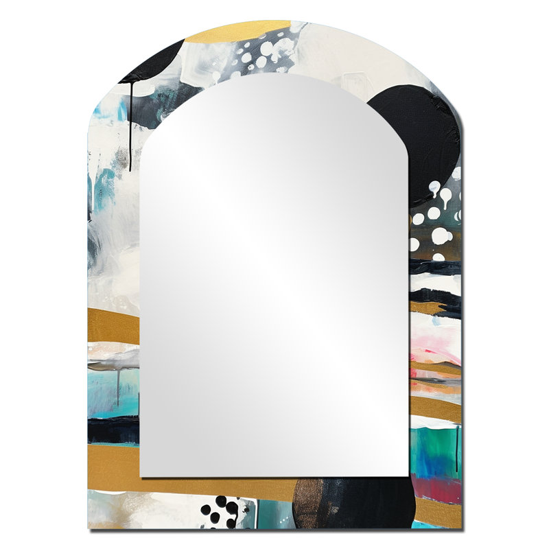 Découverte de la magie de Boho II - miroir décoratif à arche abstraite, miroir mural asymétrique moderne, impression d'art en métal