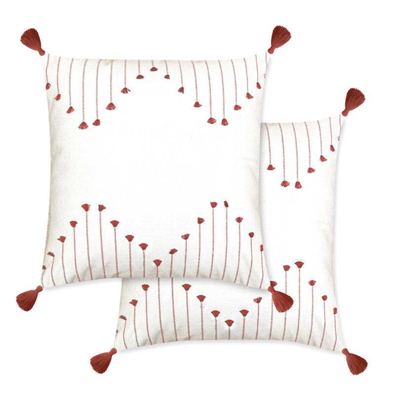 Ensemble de 2 housses de coussin Poppy, Rouille, Carré, H 18 po x l 18 po