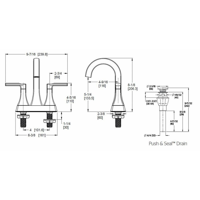 Vaneri Brushed Nickel 2-Handle Centerset Bathroom Faucet