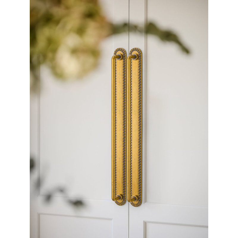 Sleek Bar Pull With Backboard-G016 Multipack, 12.6", Antique Brass