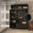 Traditional 3-In-1 Entryway Hall Tree, Large Mudroom Organizer With Grooved Back Panel And Wood Top Bench, Black-1441763314