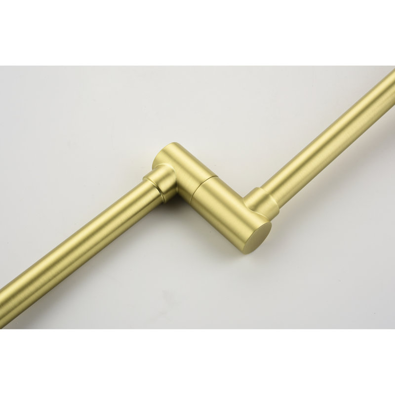 Brass Pot Filler Faucet - Gold, Hot Cold Mixer, 3 Handles, 2 Holes, Wall Mounted, Arm, Stable Construction Faucets Gold Brass, & Water, Mount, Easy Cleaning, Quality Aerator