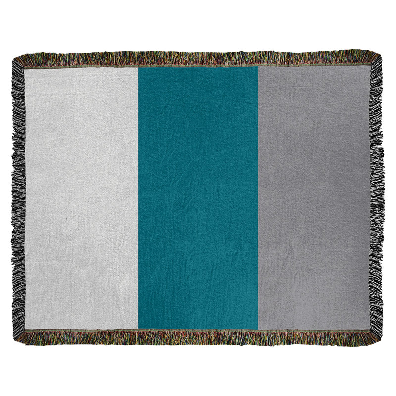 Couverture en coton Charlotte, Basketball Charlotte, L 37 po x L 52 po, Blanc / bleu sarcelle / gris