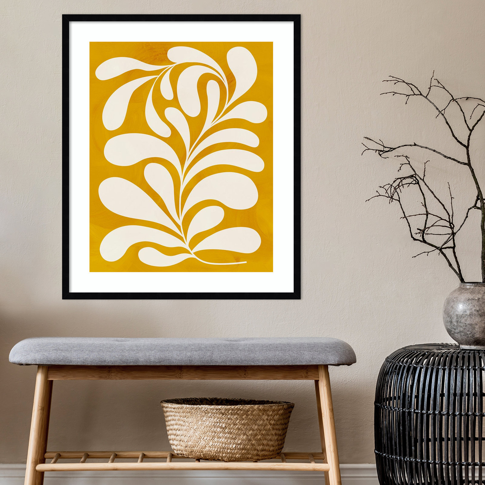 Lomi "Goldenrod I" Print by Grace Popp, Black, 33" H x 28" W x 1" D
