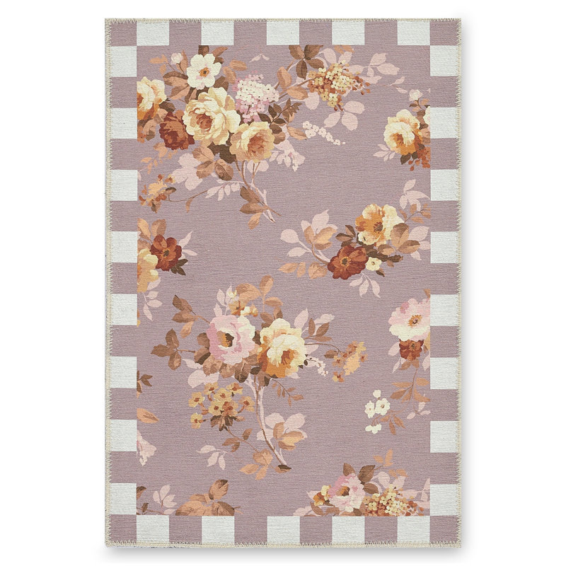 Wild Rose Washable Rug, Taupe, Rectangle 2' x 3'