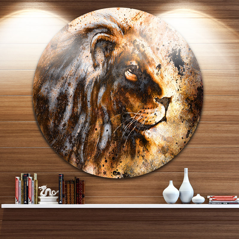 «Lion Collage - Animal Circle», art mural, H 38 po x l 38 po x P 1 po, Métal