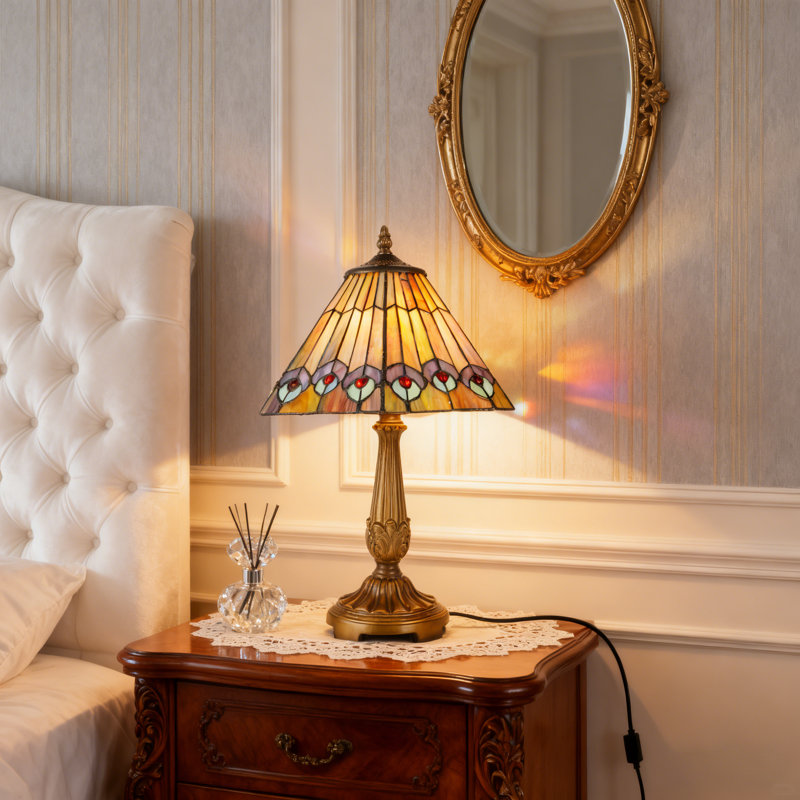 17.3"h Tiffany-style Stained Glass Table Lamp