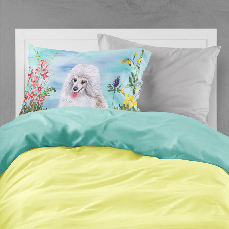 Taie d’oreiller spring, Caniche moyen blanc