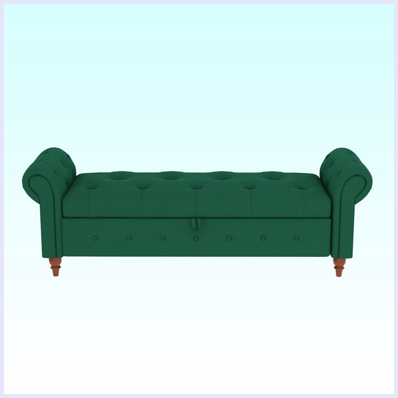 Xamiera Polyester Upholstered Storage Bench, Green
