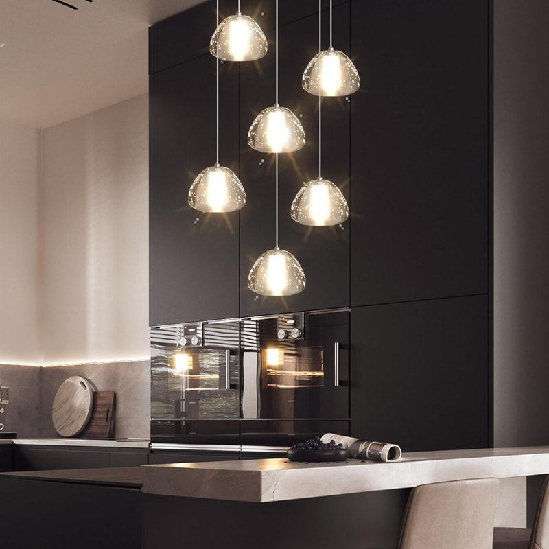 Luminaire suspendu moderne en cristal à 6 lumières DEL pour hall d'entrée, salle à manger, chambre à coucher et salon