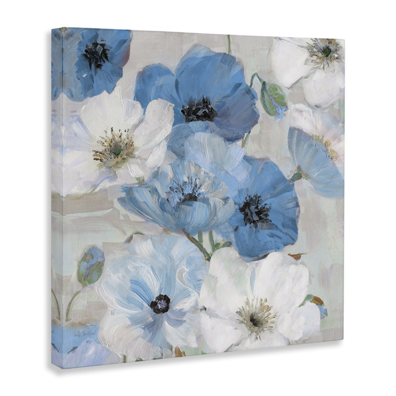 "Mixed Blue & White Blooms", art mural par Sally Swatland, H 17 po x l 17 po