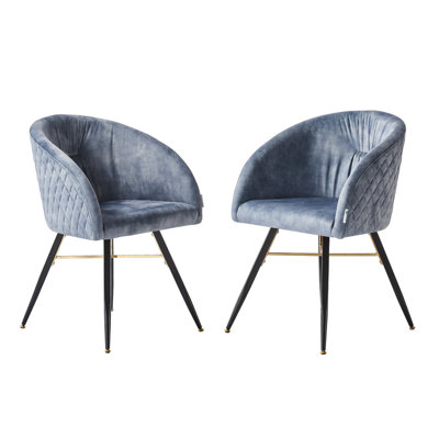 Goddard Mordern Tub Dining Chairs- Upholstered in Velvet, Cushion Padded With Metal Legs- Armchair Room Kitchen Living Room 