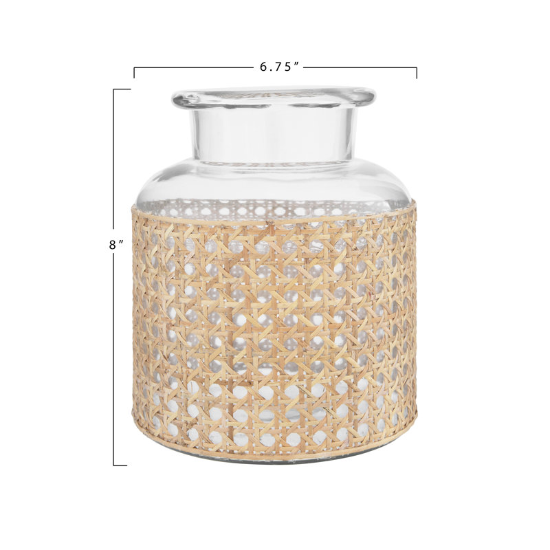 Vase de table en verre Renaldi, H 8 po x l 6,75 po x P 6,75 po, Transparent
