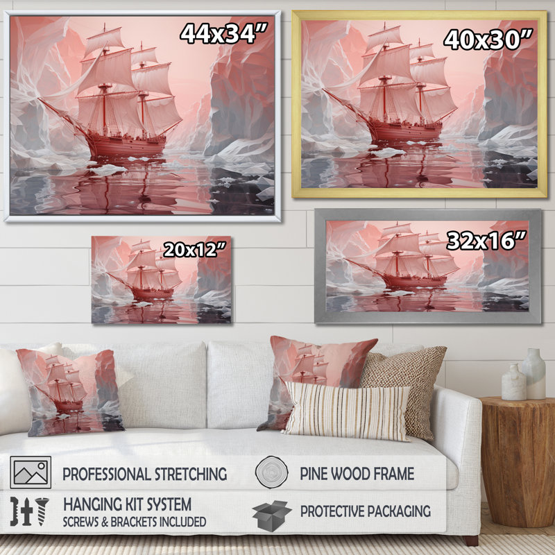 " Pink 0 Iceberg Frozen Wonder ", Cadre naturel flottant, 24" H x 32" W