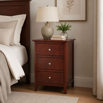 Transitional Cherry Wood Nightstand For Bedrooms