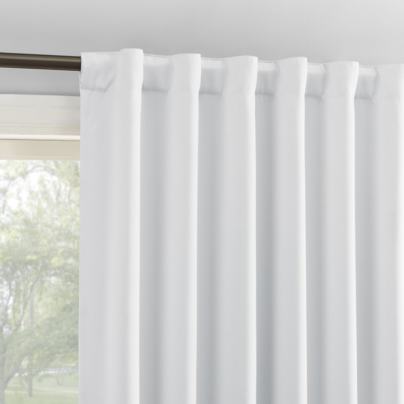 White 84" Polyester Blackout Back Tab Curtain Panel Pair