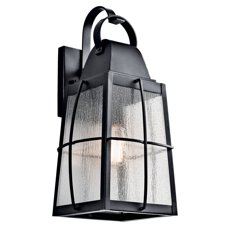 Lanterne murale d'extérieur 1 lumière noire texturée 20,25 po Tolerand, H 20,25 po x l 9,50 po x P 10,25 po