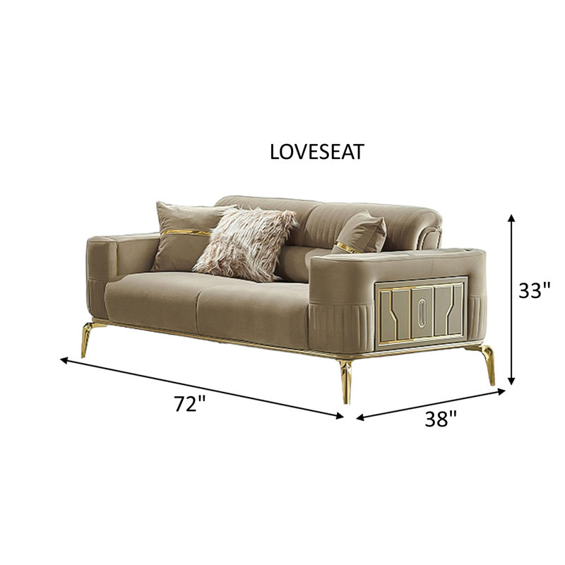 Ensemble de salon en velours 3 pièces Bombee, Velours beige