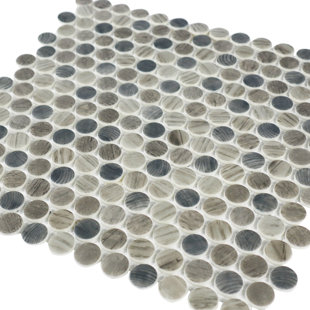 Stantonsburg 12" x 12" Penny Round Glass Mosaic Wall Tile