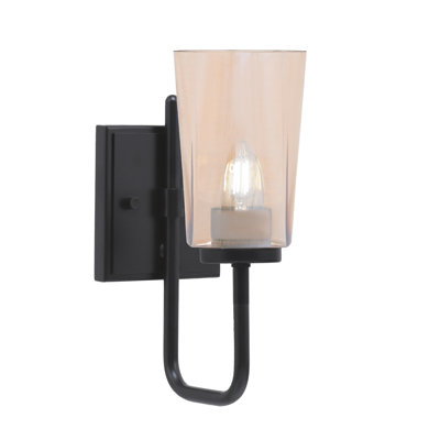 Arrington Wall Sconce, Matte Black Finish, 4.5" W x 6.5" H Amber Gradient Glass