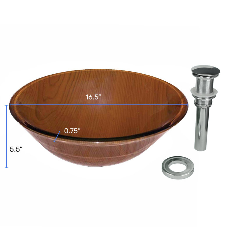 Lavabo de salle de bain à bateau circulaire en verre drain