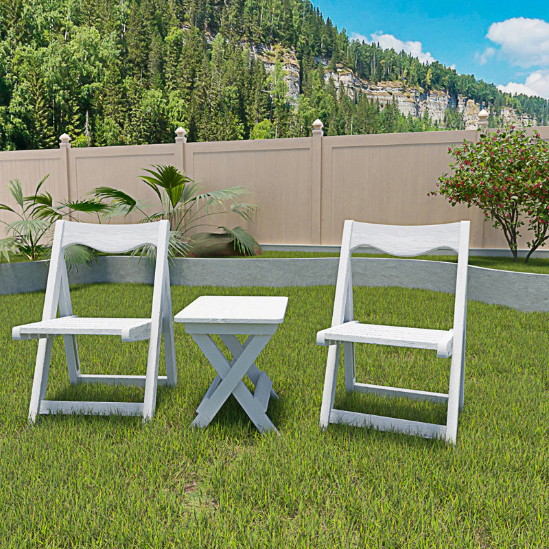 Hips Outdoor Bistro Set, Foldable Small Table And Chair Set, White