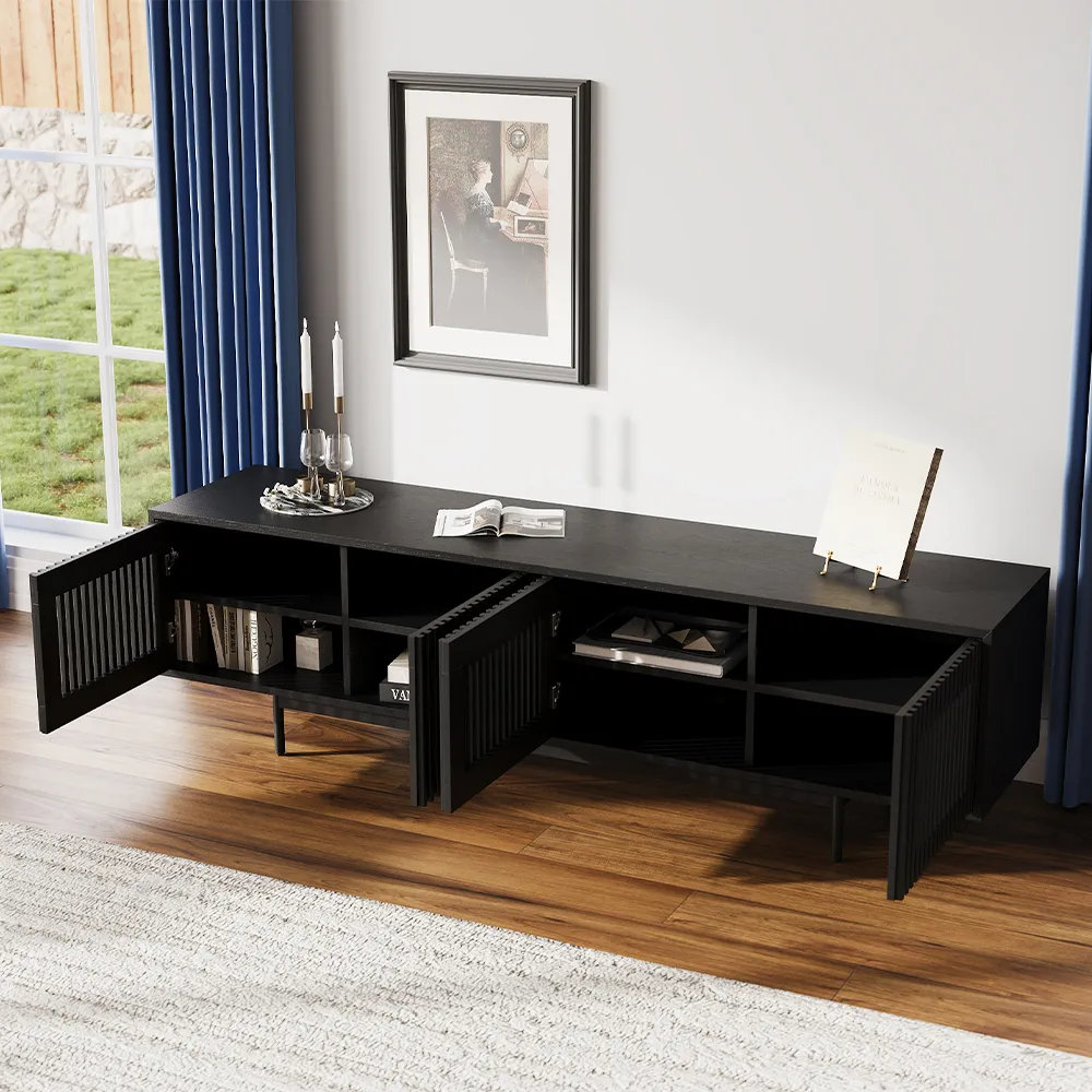 Daila TV Stand, Black, 21.26" H x 78.74" W x 18.89" D
