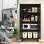 Armoire de 61 po en acier noir avec 2 portes et tablettes réglables, idéale pour la chambre à coucher, le salon, le couloir - grand rangement, écoénergétique, peu encombrante, facile à entretenir-1433721220