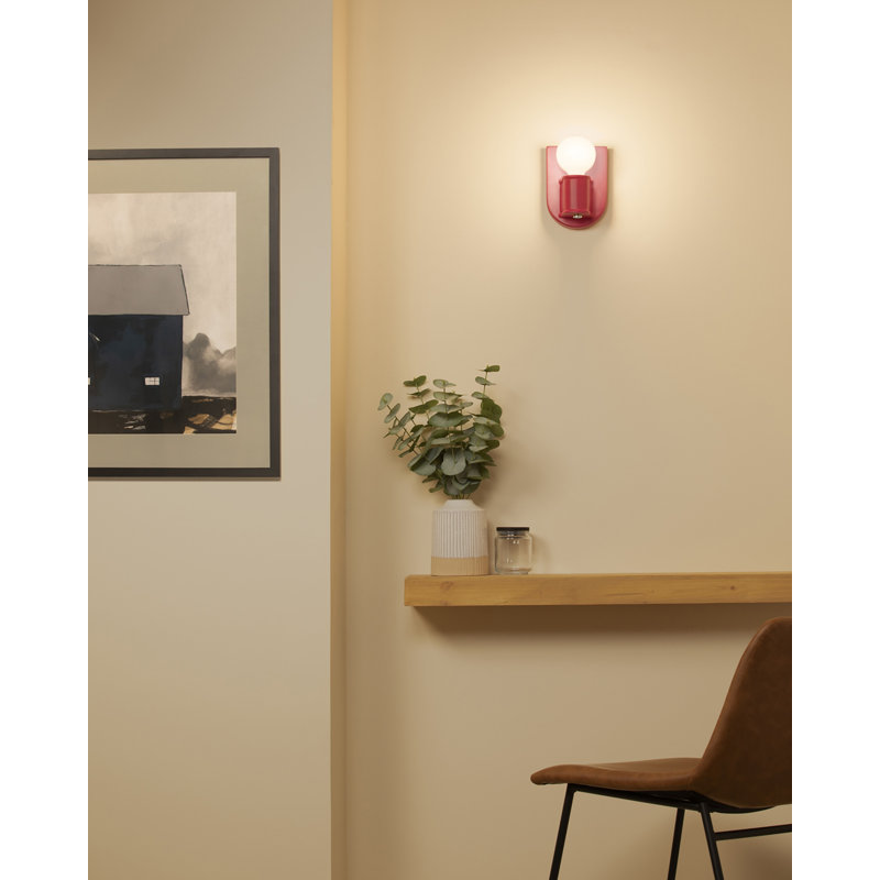 Amboise Ceramic Armed Sconce, Cerise, Brushed Nickel