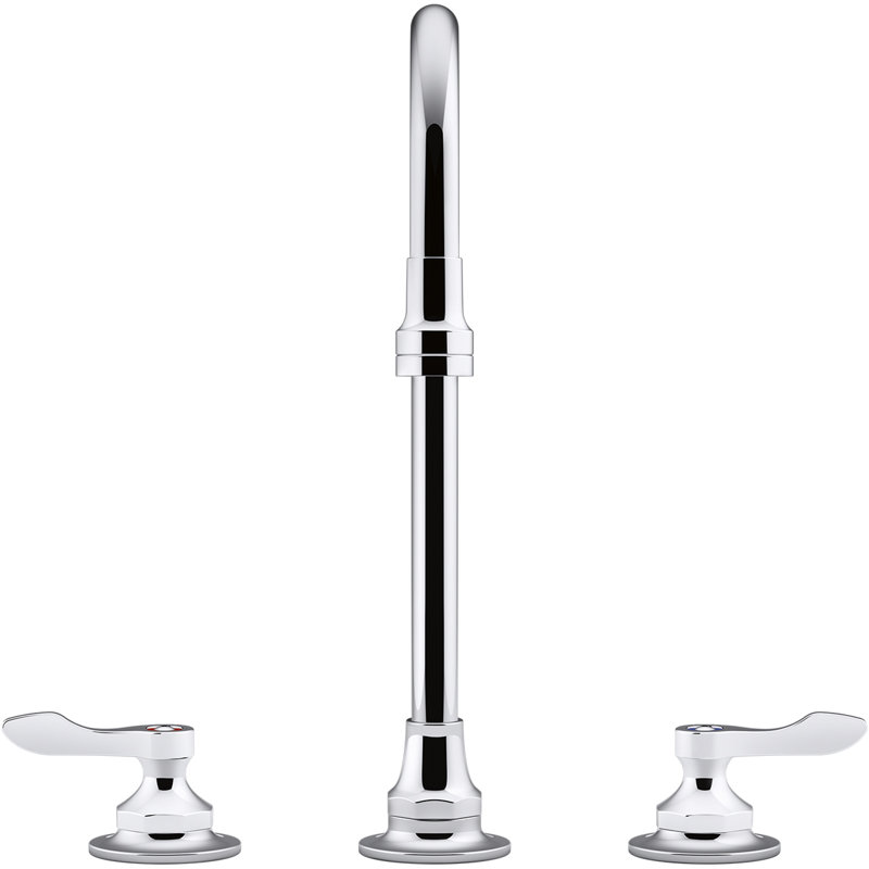 Triton Bowe 0.5 GPM Widespread Bathroom Sink Faucet with Aerated Flow, Gooseneck Spout and Lever Handles, Drain Not Included