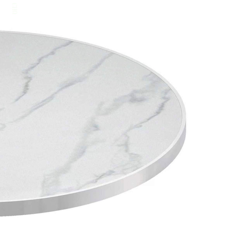 Table bistro ronde de 31,5 pouces avec plateau en faux marbre et plateau en métal robuste, facile à assembler, diamètre de la structure en métal robuste