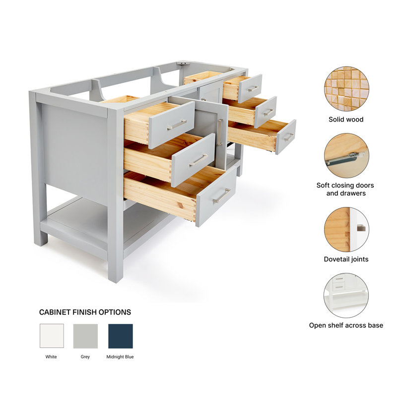 60'' W Single Bathroom Vanity Base, Gray