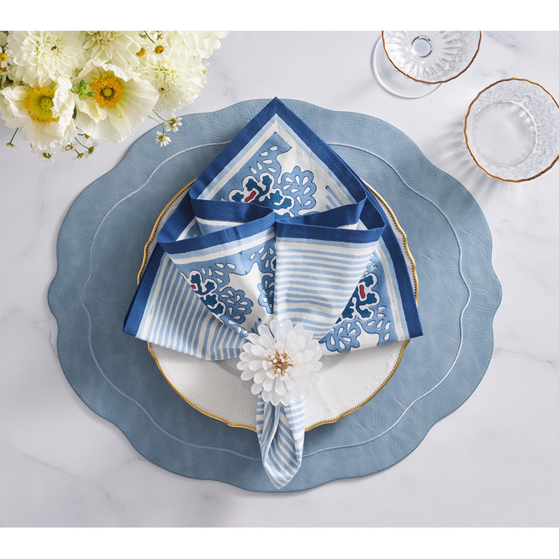 Filigree Napkin, White/Blue
