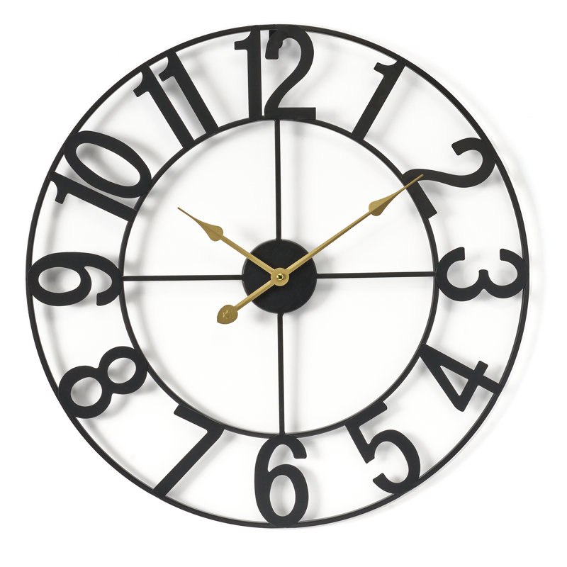 Large 16" wall clock, Très large, Noir, noir, noir, noir