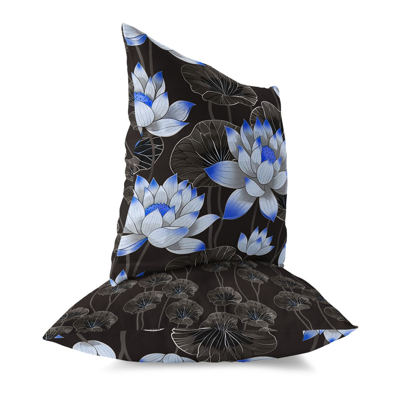 Lotus Dreams  Square Throw Pillow, 20"H x 20"W, Blue/Brown