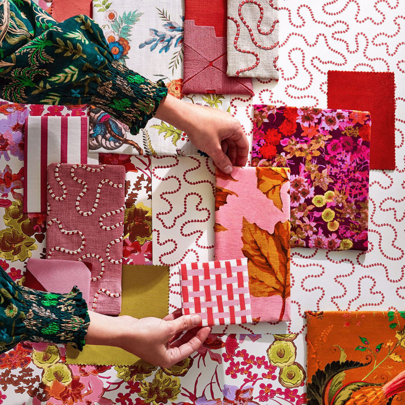 Basket Weave Fabric, Coral/Rose