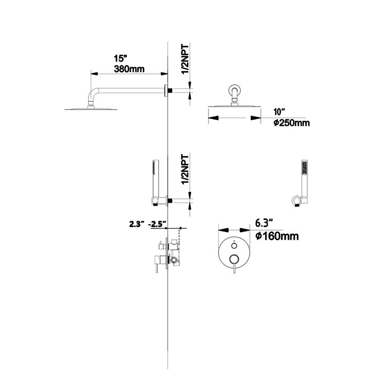 All-In-One Kit with Rough in-Valve, Matte Black