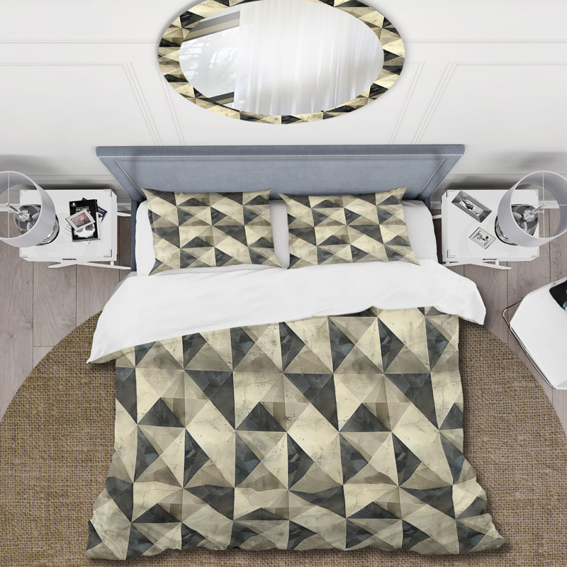 Ensemble de housse de couette Mid-Century gris anthracite Mid-Century, Housse de couette très grand + 2 très grandes ta