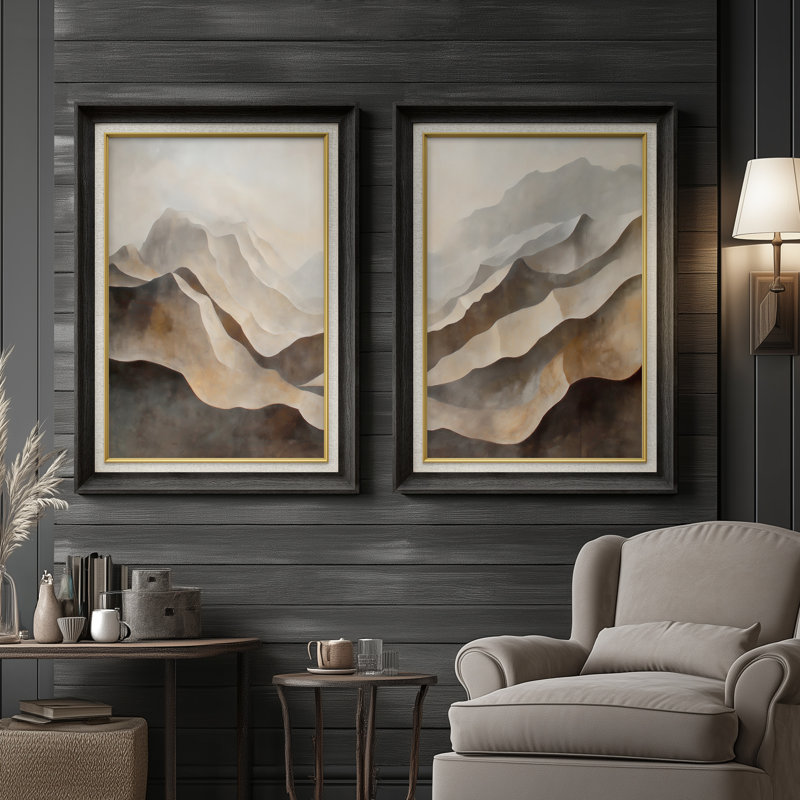 Ensemble de 2 œuvres d'art encadrées de qualité supérieure sur toile de qualité supérieure avec cadre de 26 po x 36 po, Noir