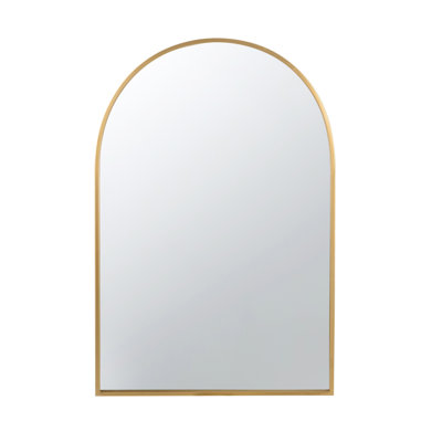 24" X 36" Arched Accent Mirror With Gold Metal Frame For Bathroom, Bedroom, Entryway Wall