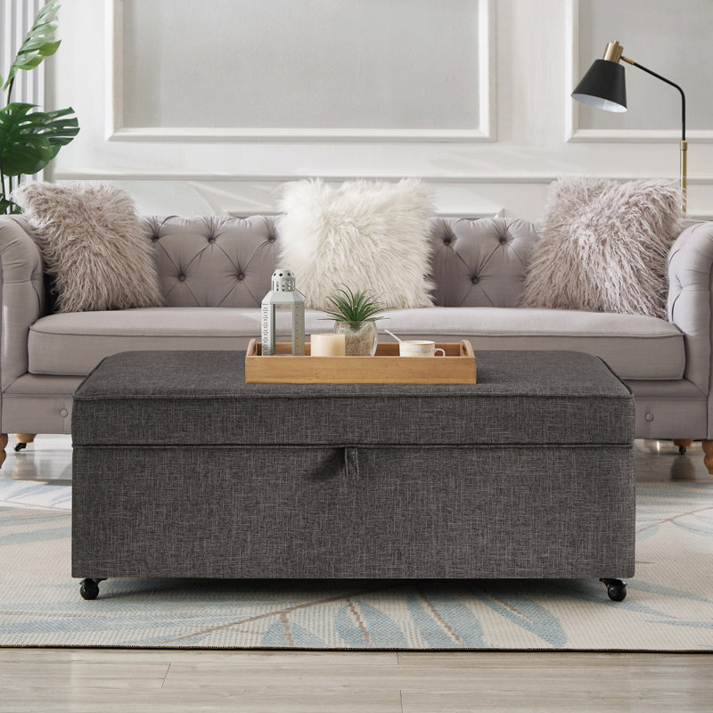 Grand repose-pieds de rangement avec roulettes Modern, Gris anthracite